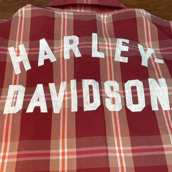 Harley Davidson, Red, Button Down, Plaid, Short Sleeves, Mens XL - Picture 5 of 6